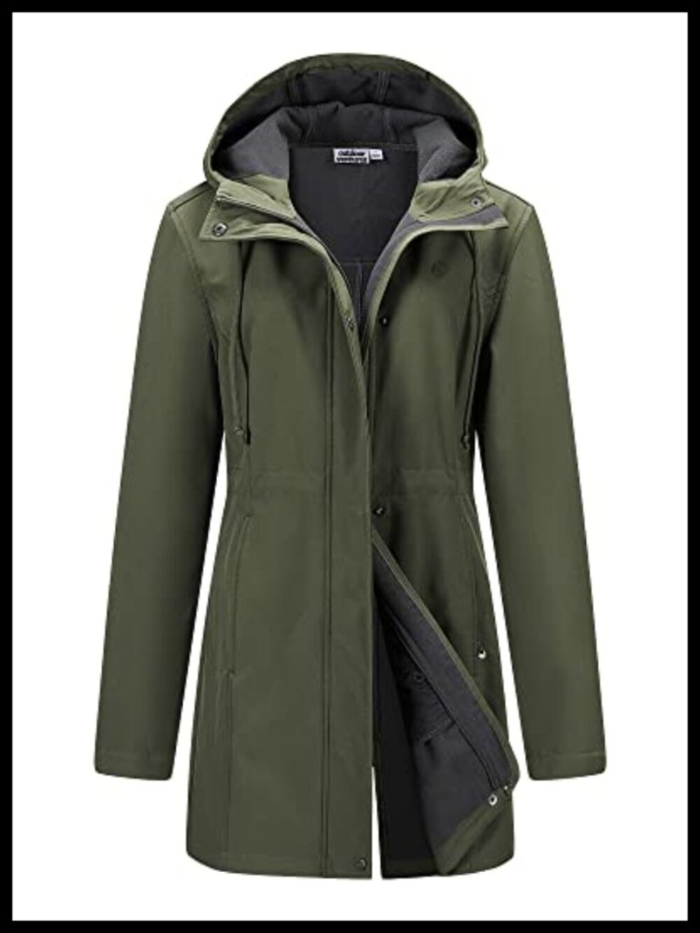 Women's Waterproof Fleece Lined Hooded Softshell Rain Coat with Pockets